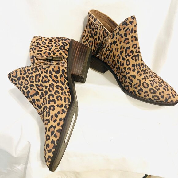 Lucky Brand-NWT-Leopard Print 2" Heels Women's Size 9 Leather Ankle Boots-Comfy - Picture 2 of 15